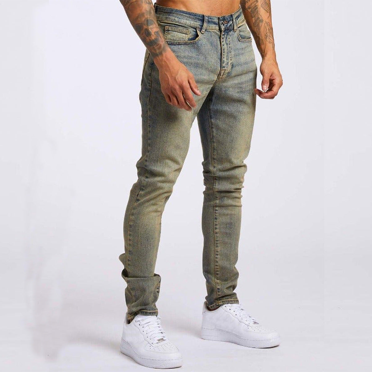 Men's Slim-Fit High-Waist Jeans