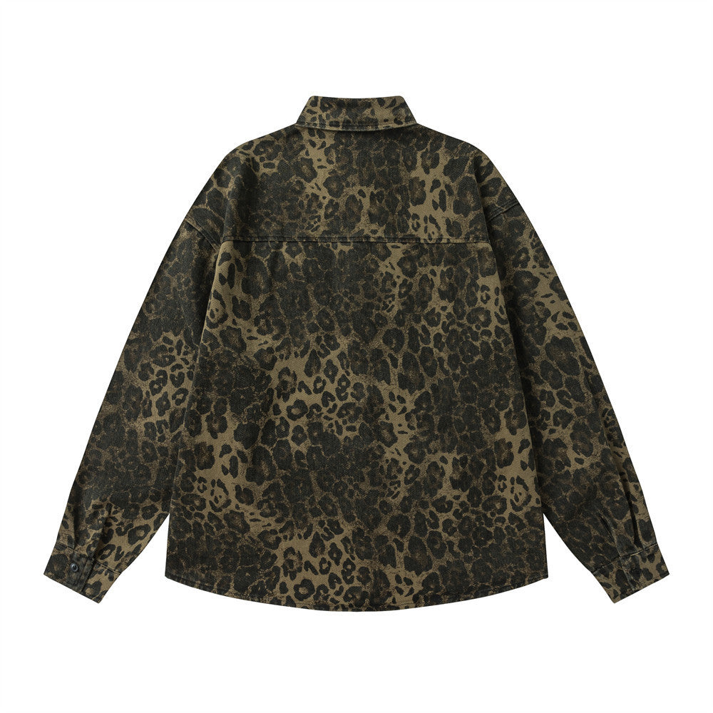 Men's Distressed Polo — Leopard Print