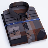 Middle-aged And Elderly Men's Non-ironing Anti-wrinkle Shirt Casual Bronzing Plaid Shirt