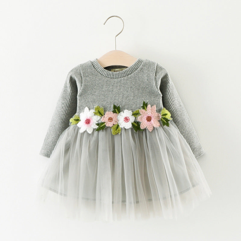 Long-Sleeve Floral Princess Dress