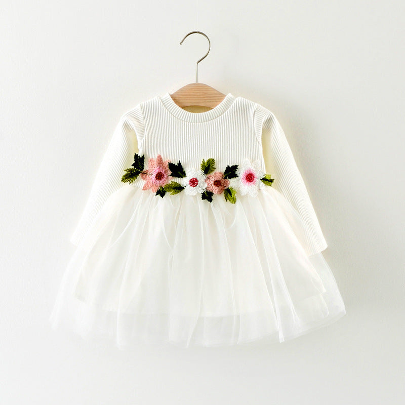 Long-Sleeve Floral Princess Dress