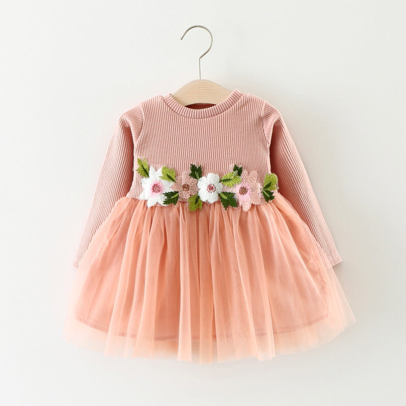 Long-Sleeve Floral Princess Dress