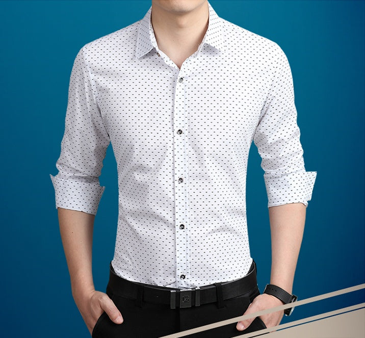 Men's Polka Dot Slim Dress Shirt