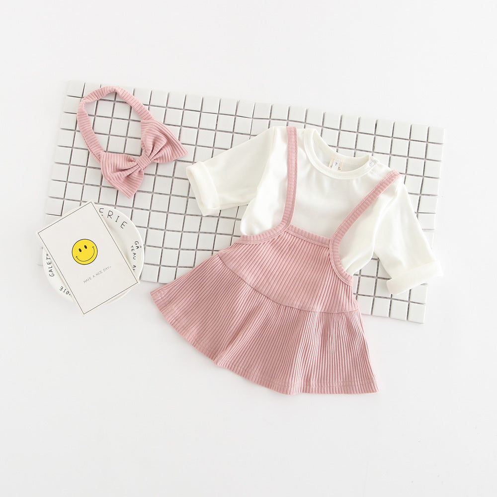 Baby Girl Romper Dress Three-Piece Set
