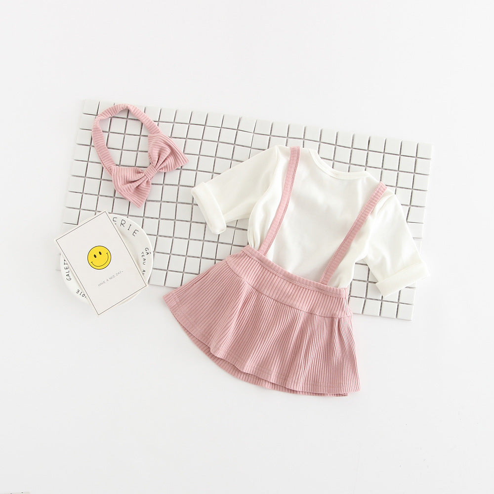 Baby Girl Romper Dress Three-Piece Set