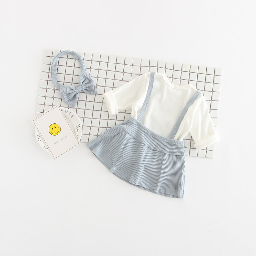 Baby Girl Romper Dress Three-Piece Set