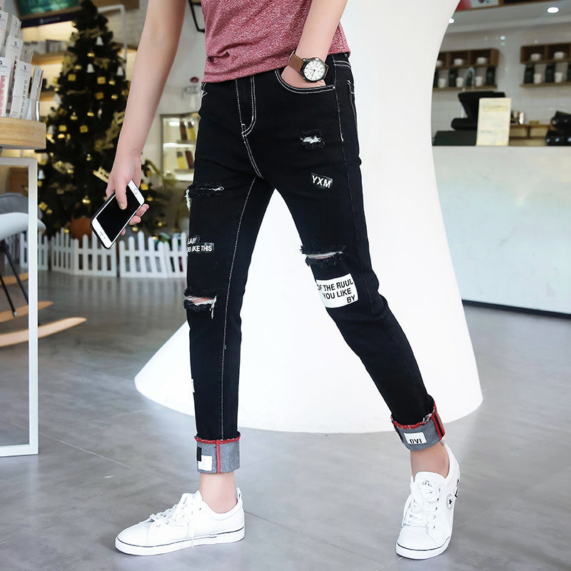 Black Ripped Ankle Jeans