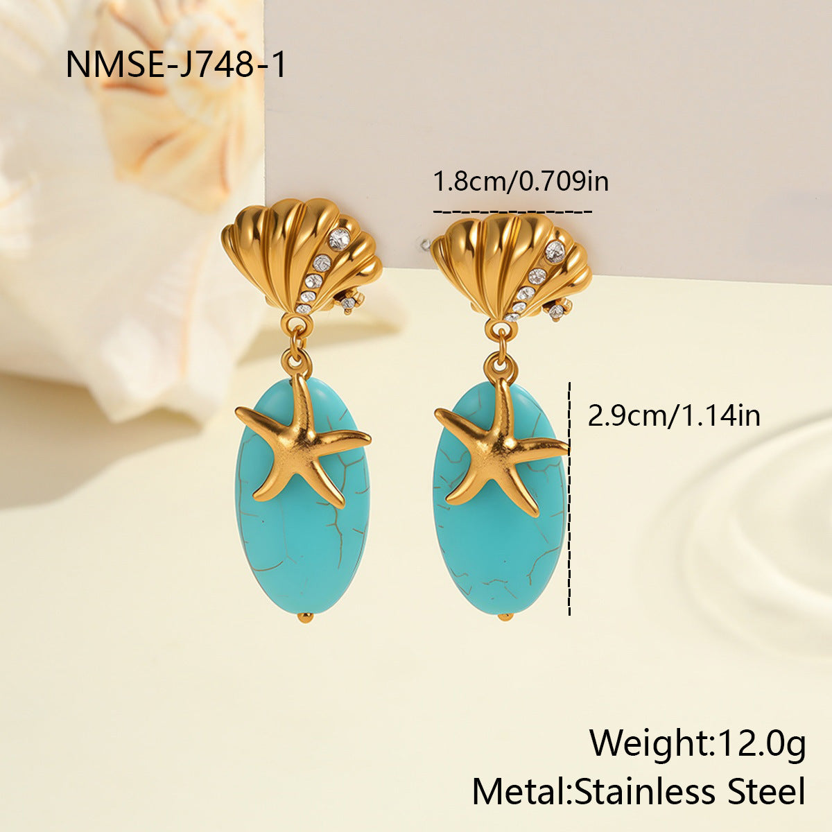 Natural Stone Turquoise Earrings Stainless Steel Eardrop Earrings