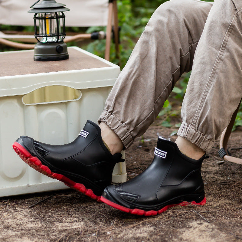 Velvet-Lined Outdoor Rain Boots