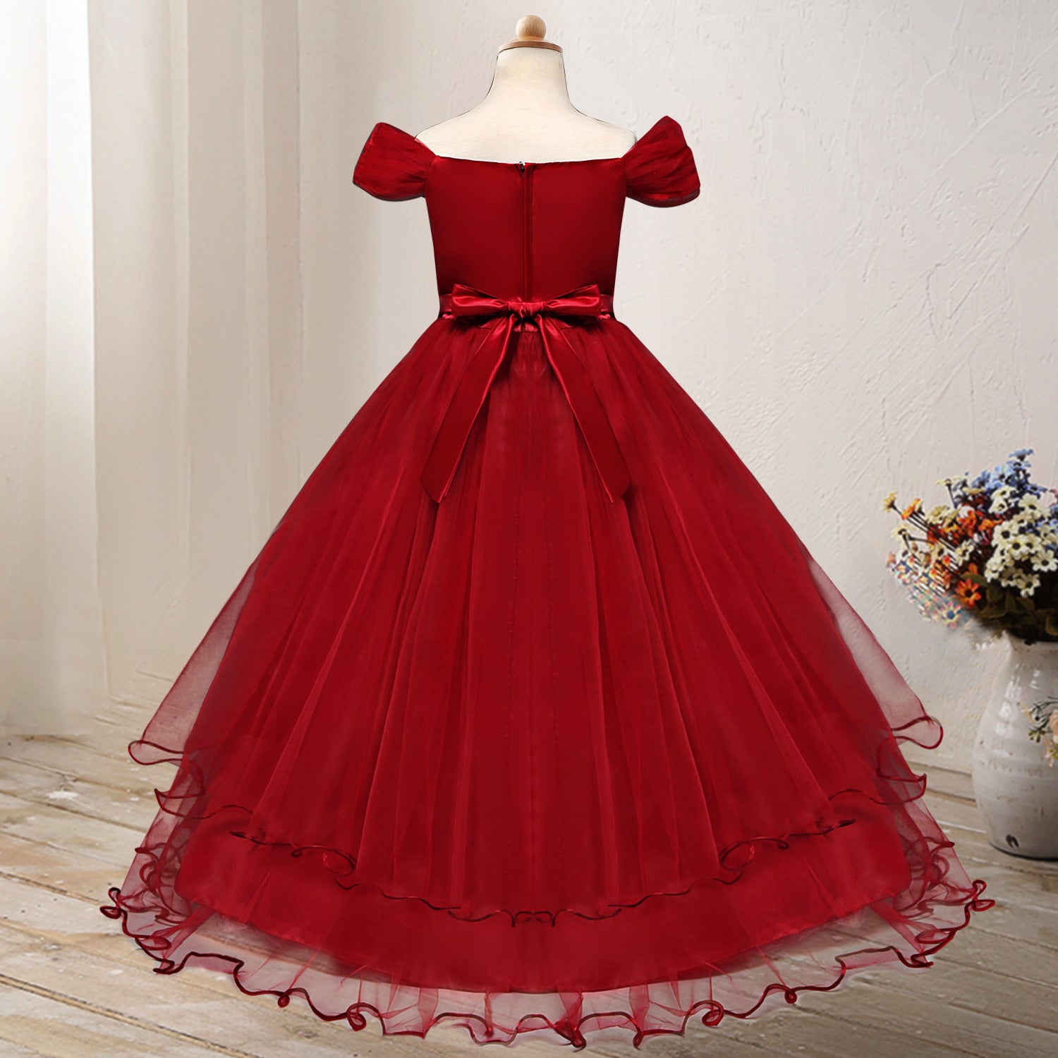 One-Shoulder Princess Flower Dress