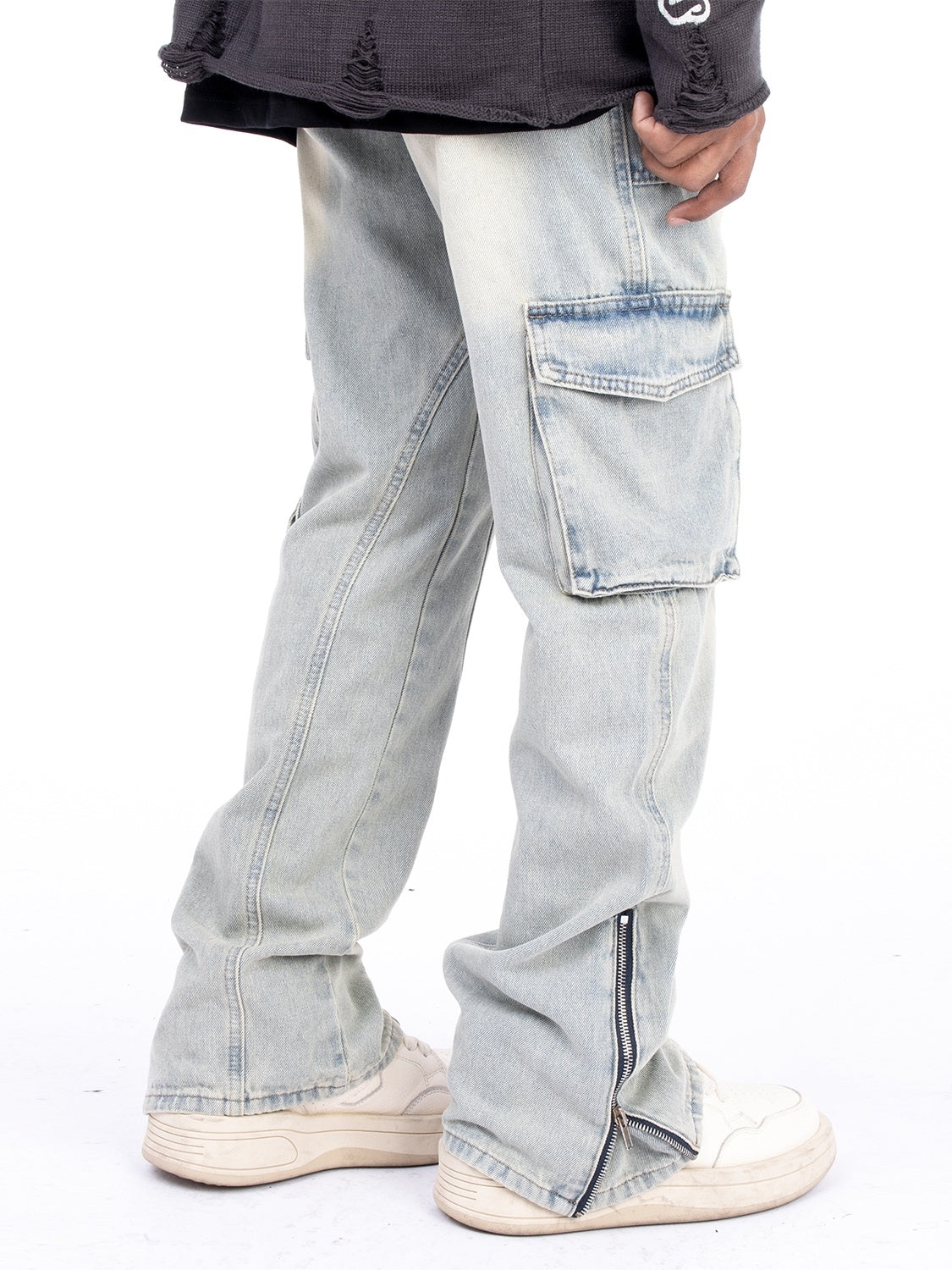 Washed Distressed Stretch Casual Pants