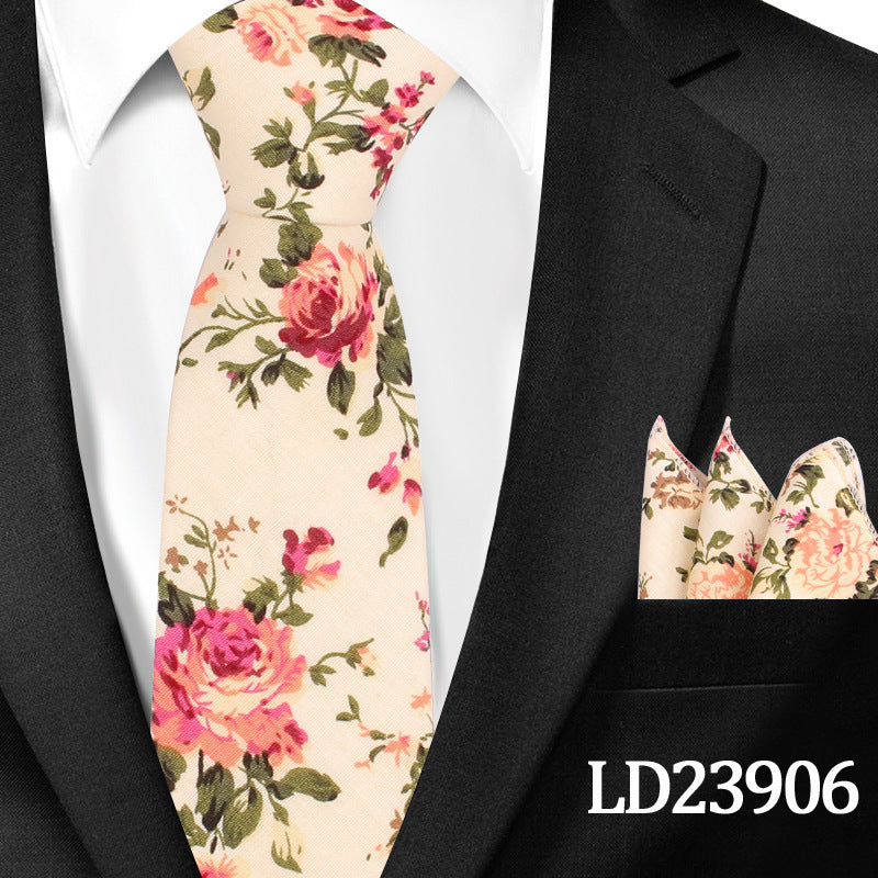 Floral Print 6cm Tie & Pocket Square Set