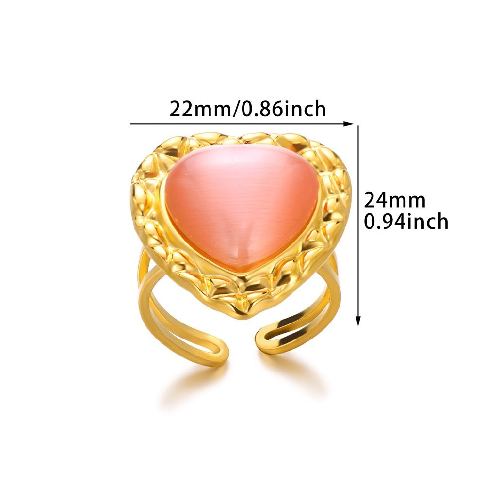Stainless Steel Heart Pendant Ring