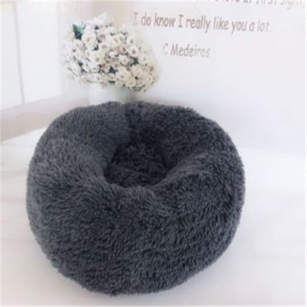 Round Long-Plush Pet Cushion Bed
