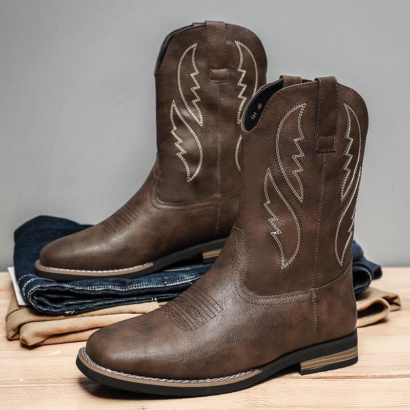 Retro Western Cowboy Work Boots