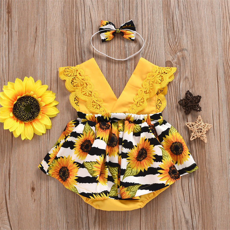 Baby Lace Sunflower Romper