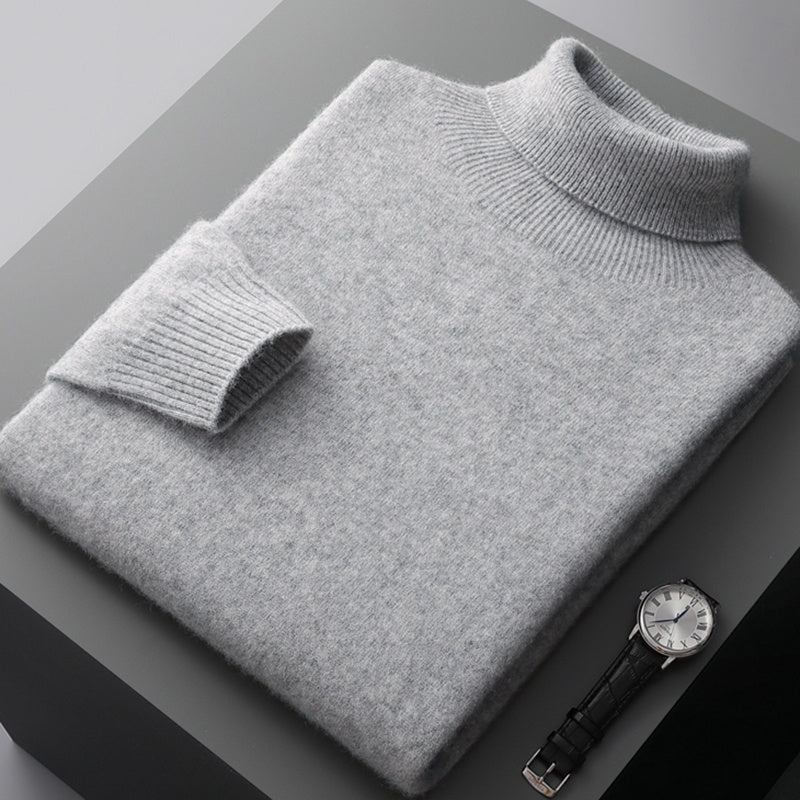 Slim-Fit Solid Color Turtleneck Pullover