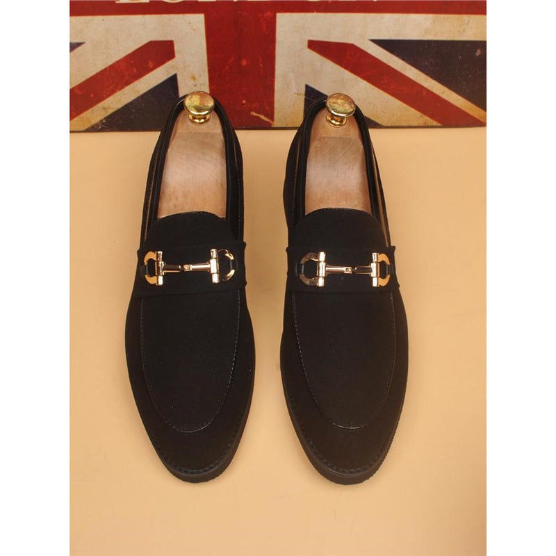Leather Shoes Men's Casual Suede Shoes Fashion Korean Style Pointed Toe