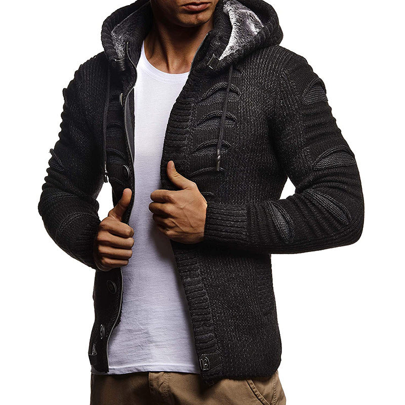 Men's Hooded Knit Cardigan