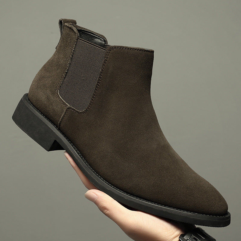 Men's Suede Pointed-Toe Martin Boots