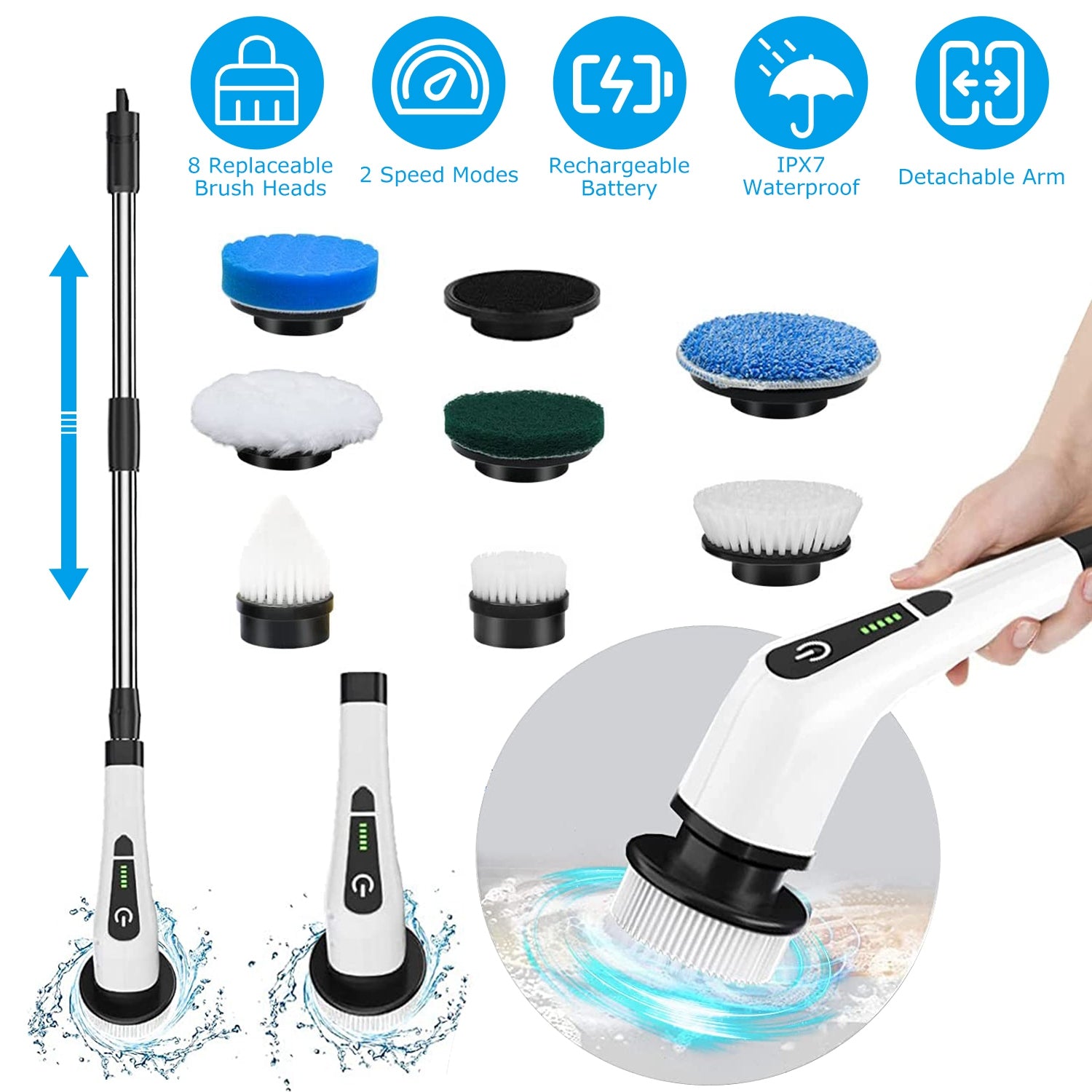 Cordless Electric Telescopic Spin Scrubber