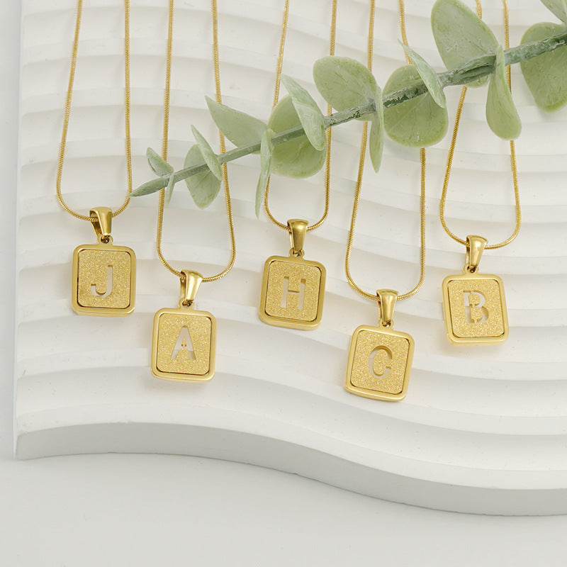 18K Gold Hollow Square Letter Necklace