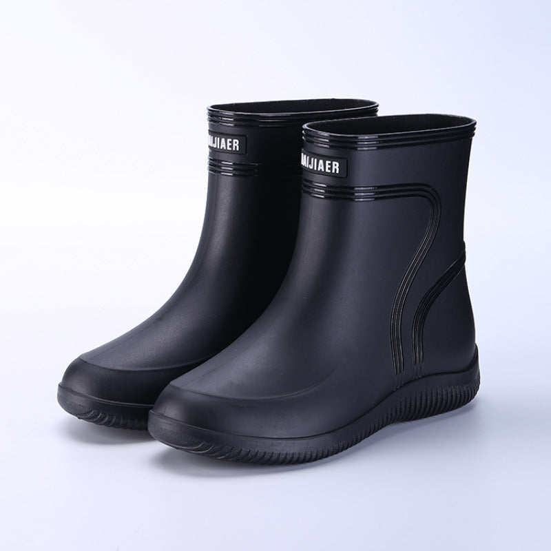 Men's Mid-Top Waterproof Rain Boots