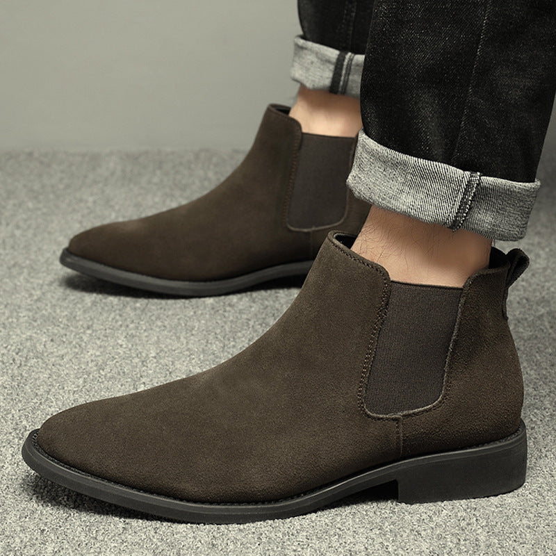 Men's Suede Pointed-Toe Martin Boots