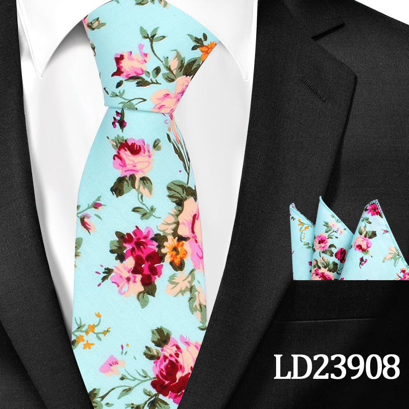 Floral Print 6cm Tie & Pocket Square Set