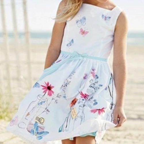 Little girl white floral butterfly skirt baby dress Princess