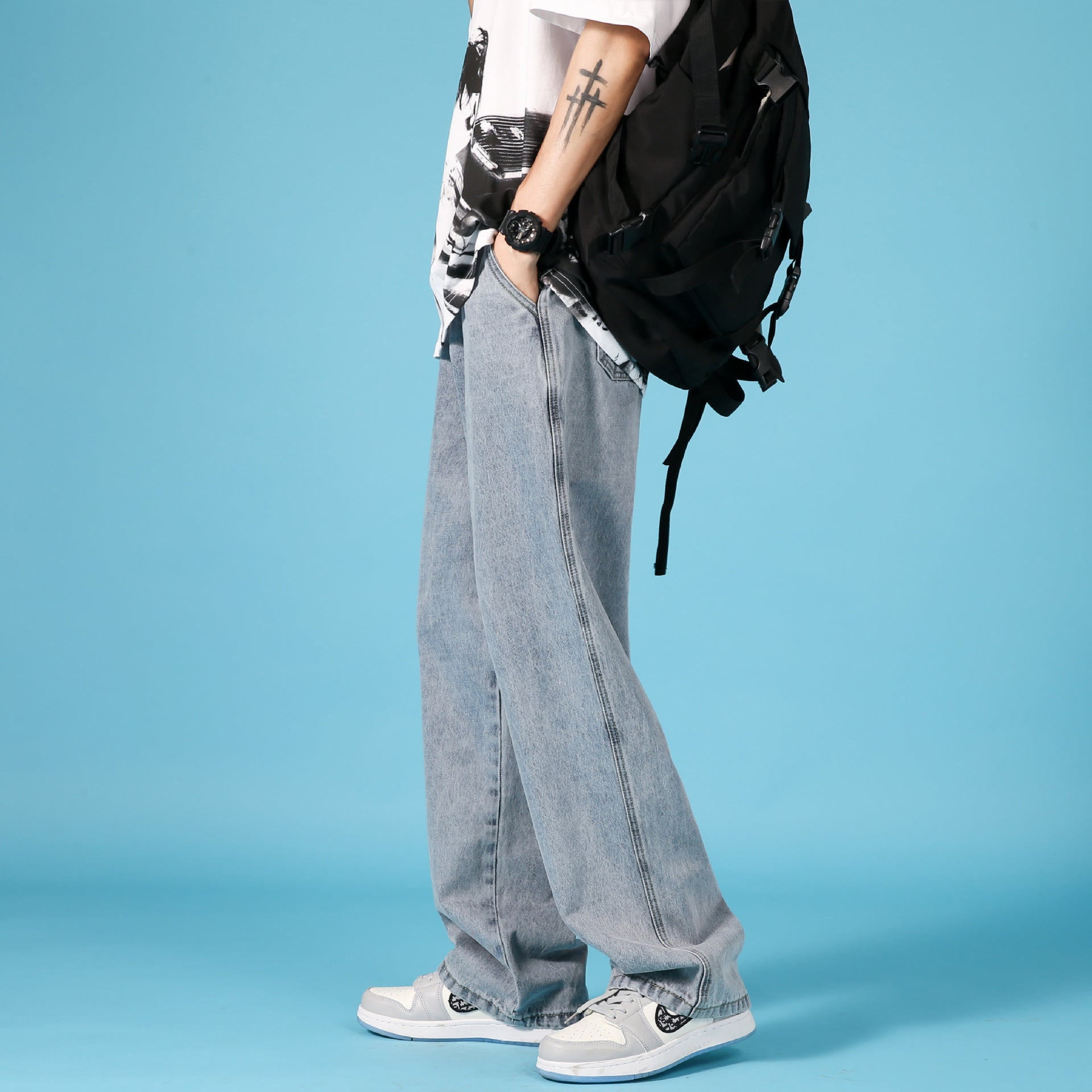 Men's Hip-Hop Loose Cargo Denim Pants
