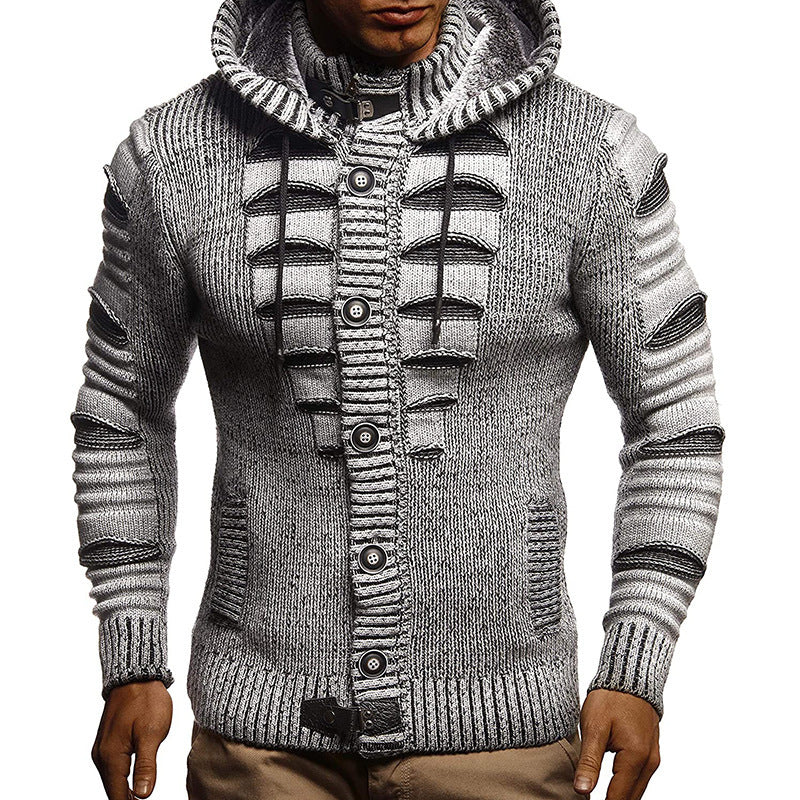 Men's Hooded Knit Cardigan