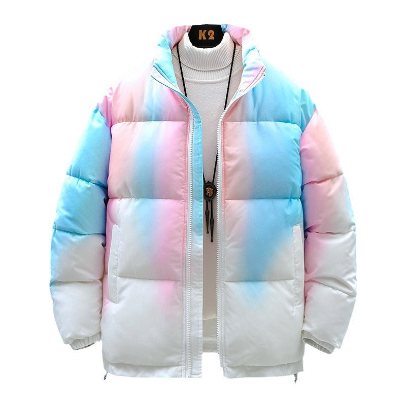 Stand-Collar Gradient Plush Jacket