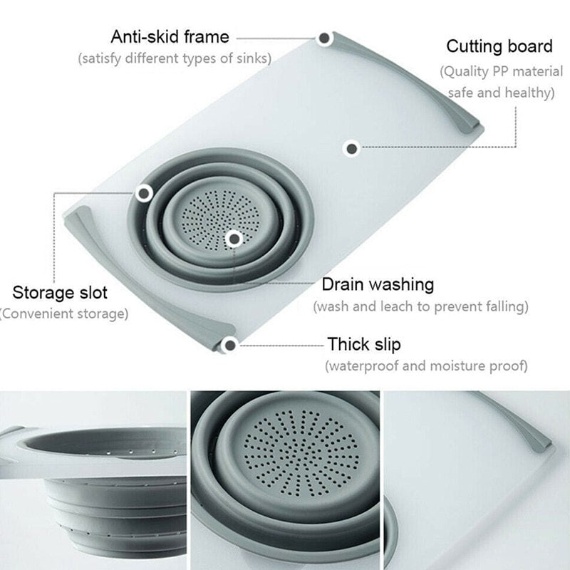 3-in-1 Cutting Board with Drain Basket