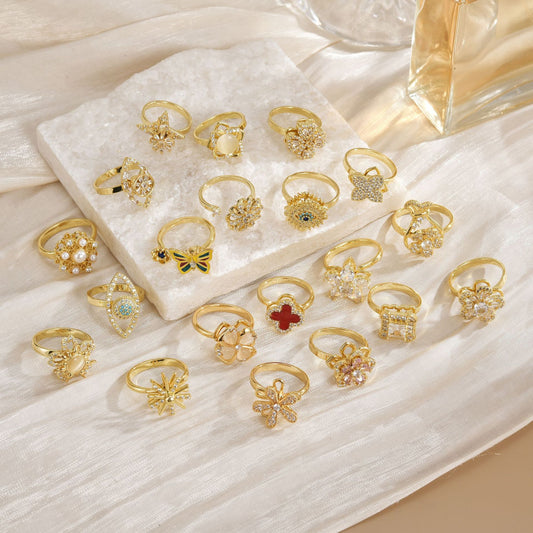 Temperament Wild Affordable Luxury Copper Plating 18K Gold Ring