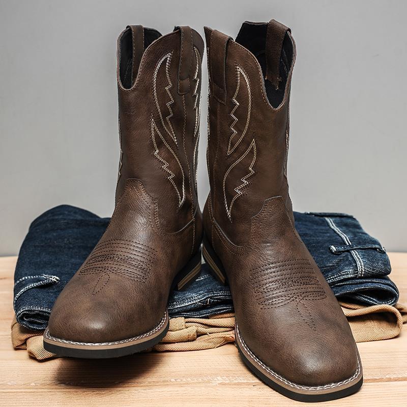 Retro Western Cowboy Work Boots