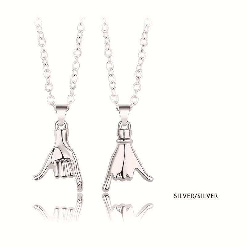 Magnetic Handshake Couples Necklace