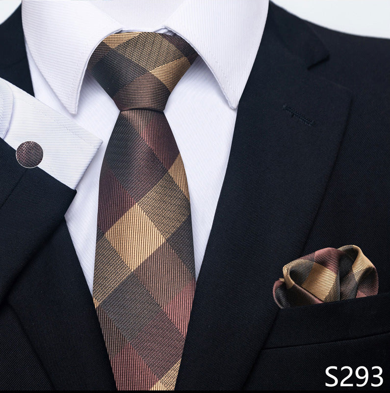 Men's Creative All-match Business Formal Wear Tie Scarf Cuff Buckle Set