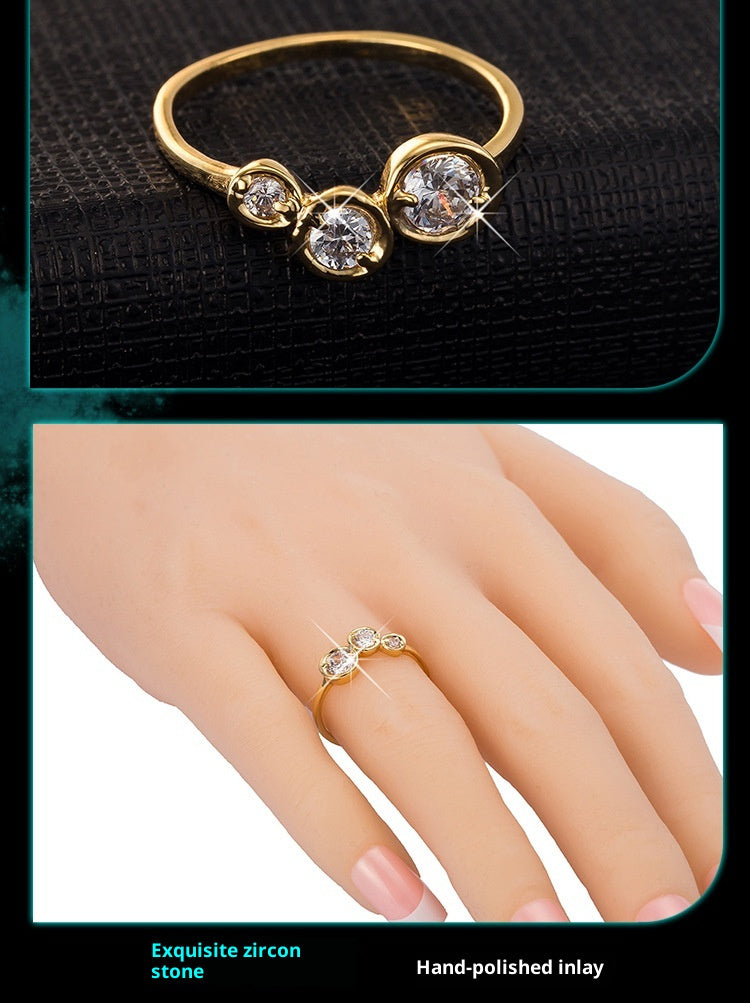 Lotus Leaf Zircon Three-Piece Ring Set