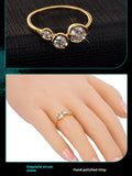 Simple Three-piece Lotus Leaf Exquisite Round Zircon Ring
