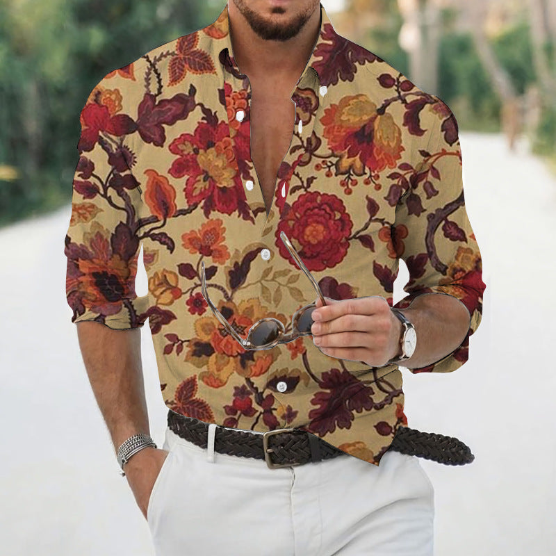 Men's Loose Floral Beach Shirt