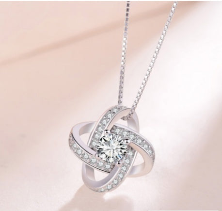 Sterling Silver Heart Zircon Pendant Necklace