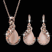 Rhinestone Waterdrop Necklace & Earring Set