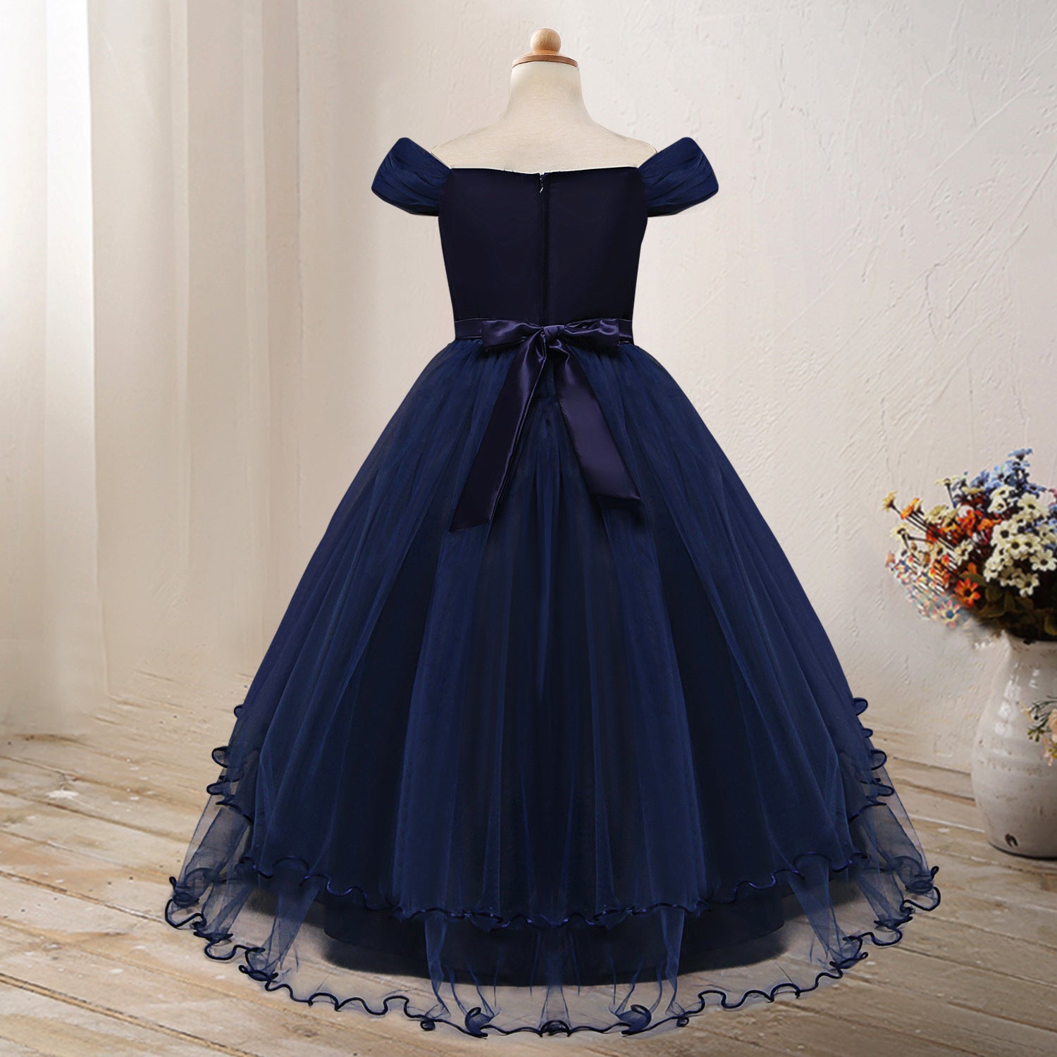 One-Shoulder Princess Flower Dress