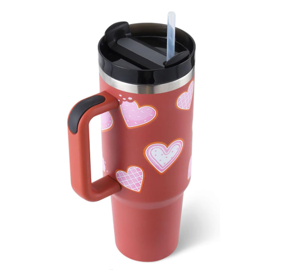 40oz Insulated Tumbler with Handle and Straw
