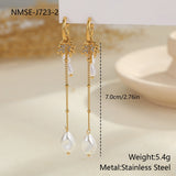Pearl Earrings Long Tassel Stainless Steel Earrings Design Earrings