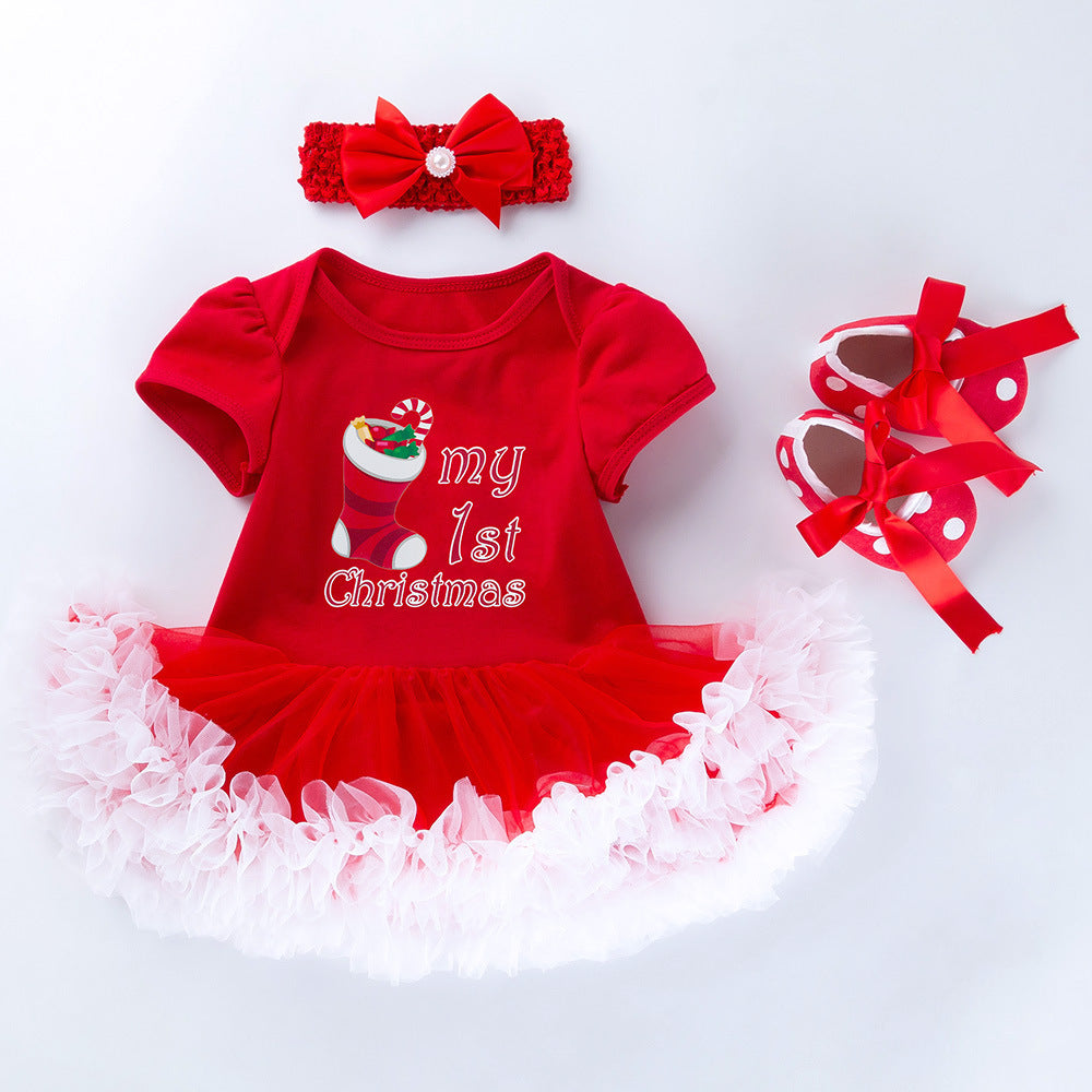 Baby Cartoon Romper Mesh Dress