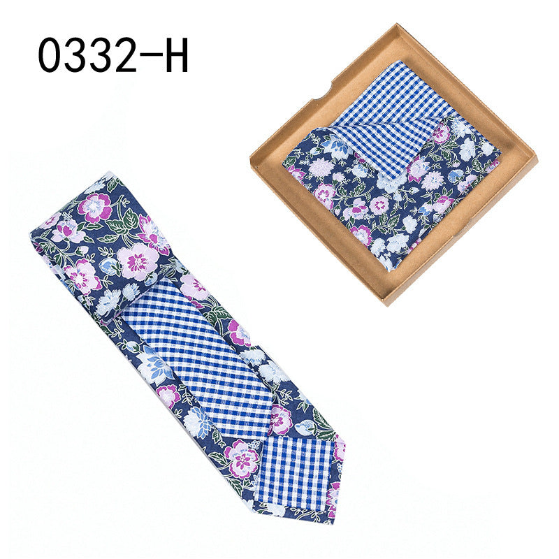 Floral Cotton Necktie & Pocket Square Set