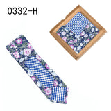 Men's Tie Floral Print Pocket Square Cotton Tie