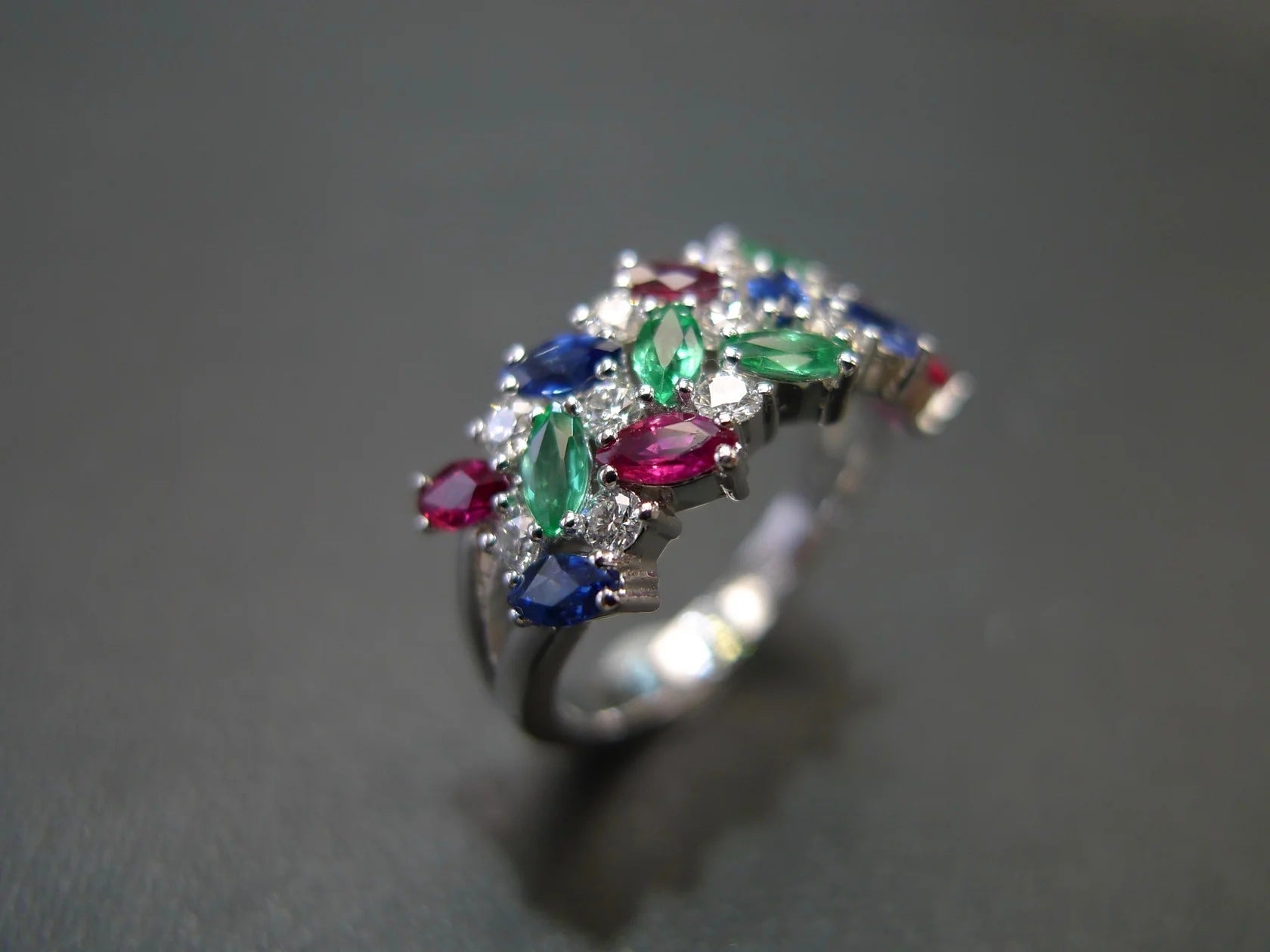 Marquise Zircon Triple-Row Ring
